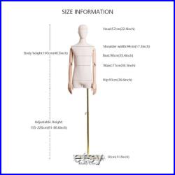 Half Body Male Mannequin Torso,Men Natural Canvas Mannequin Dress Form With Wooden Arm,Suit Formal Dress Display Model Window Shop Props