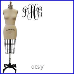 Half Body Professional Dress Form with Base Sizes 2, 4, 6, 8, 10, 12 Personalized Dress Form Option Monogram