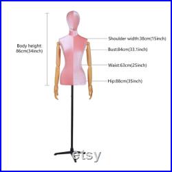 Half Body Velvet Display Mannequin Torso Female, Velvet Fabric Display Dress form Model for Boutique Display,Manikin Torso with Flexible Arm