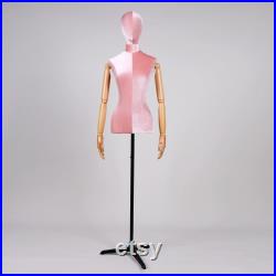 Half Body Velvet Display Mannequin Torso Female, Velvet Fabric Display Dress form Model for Boutique Display,Manikin Torso with Flexible Arm