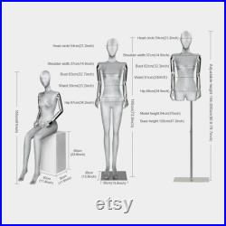 Half Full Body Female Display Dress Form With Wigs,Stand Sit Velvet Mannequin Torso,Silver Mannequin Hand,Manikin Head For Wig Hat Holder
