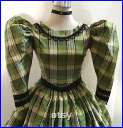 Half Scale Dress Form With Hand Sewn Silk Tartan Dress