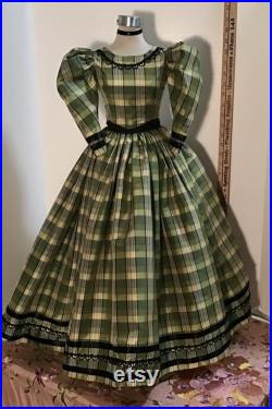 Half Scale Dress Form With Hand Sewn Silk Tartan Dress