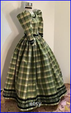 Half Scale Dress Form With Hand Sewn Silk Tartan Dress