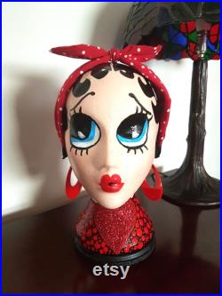 Hand Painted Betty Boop Mannequin Head.