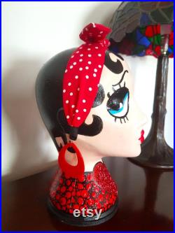 Hand Painted Betty Boop Mannequin Head.
