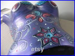 Hand Painted Mannequin, Bust, Paisley, Colorful, Purple, Fuschia, Blue, Clothing Jewelry Display, Art, Bust to Waist, Whimsical Art