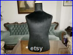 Handmade Black Velvet Male Mannequin Torso- Paper mache Dress Form- French Inspired- Fashionable Display Organizer- Pinnable- Tailor Dummy
