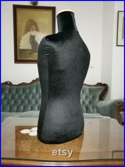 Handmade Black Velvet Male Mannequin Torso- Paper mache Dress Form- French Inspired- Fashionable Display Organizer- Pinnable- Tailor Dummy