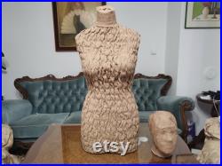 Handmade Burlap Female Mannequin Torso and mannequin head- Paper mache Dress Form- French Inspired- Fashionable Display Organizer