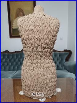 Handmade Burlap Female Mannequin Torso and mannequin head- Paper mache Dress Form- French Inspired- Fashionable Display Organizer