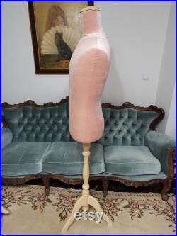 Handmade Dirty Rose Velvet Male Mannequin Torso with Stand- Paper mache Dress Form- French Inspired- Fashionable Display Organizer- Pinnable