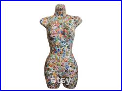 Handmade Mannequin Paper Mache Mannequin Colourful Stamps
