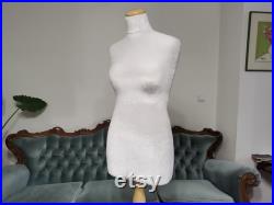 Handmade White Velvet Female Mannequin Torso- Paper mache Dress Form- French Inspired- Fashionable Display Organizer- Pinnable- Tailor Dummy