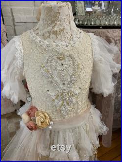 Handmade shabby mannequin, child size lace dress form, photo prop
