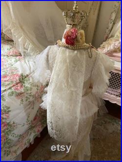 Handmade shabby mannequin, child size lace dress form, photo prop