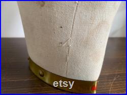 Head Torso German Wig Hat Stand Display Mannequin Needle prick Linnen Vintage