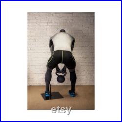 Headless Adult Muscular Fitness Fiberglass Matte Gray Male Mannequin with Kettle Bell HL-02