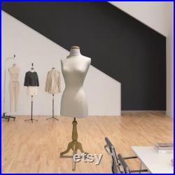 Headless Female Mannequin 3 4 Body Form, Sturdy Adjustable Tripod Wood Stand Polyurethane Foam Adjustable Height for Easy Dressing and Store