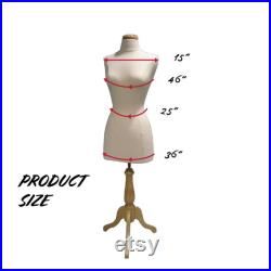 Headless Female Mannequin 3 4 Body Form, Sturdy Adjustable Tripod Wood Stand Polyurethane Foam Adjustable Height for Easy Dressing and Store