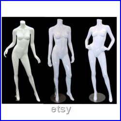 Headless Full Body Glossy or Matte Finish White Ladies Fashion Mannequin with Included Stand ABW1-BW2