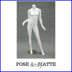 Headless Full Body Glossy or Matte Finish White Ladies Fashion Mannequin with Included Stand ABW1-BW2