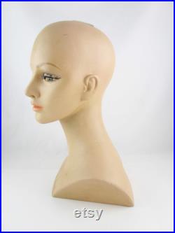 Her Name is 'Evon' Vintage 1960s Mannequin Head Wig Model Fabulous Life-size Head Hat Mannequin 'Fashion Tress' Painted Face