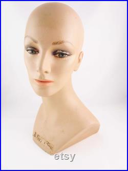 Her Name is 'Evon' Vintage 1960s Mannequin Head Wig Model Fabulous Life-size Head Hat Mannequin 'Fashion Tress' Painted Face