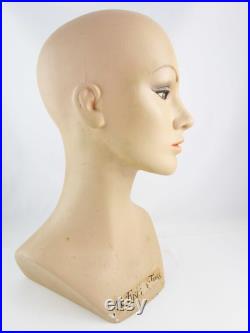 Her Name is 'Evon' Vintage 1960s Mannequin Head Wig Model Fabulous Life-size Head Hat Mannequin 'Fashion Tress' Painted Face