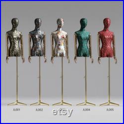 High End Female Half Body Display Dress Form,Embroidery Fabric Mannequin Dressmaker Stand , Wig Jewelry Hat Clothes Display Mannequin Torso