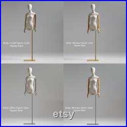 High End Half Body Female Display Dress Form,Adjustable Linen Fabric Mannequin Torso,Fashion Window Fitting Mannequin,Manikin Head For Wigs