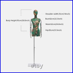 High End Window Display Mannequin Torso Female Dress Form,Colorful Printed Fabric Wedding Dress Mannequin,Manikin Head Clothing Dress form