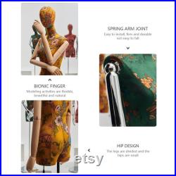 High End Window Display Mannequin Torso Female Dress Form,Colorful Printed Fabric Wedding Dress Mannequin,Manikin Head Clothing Dress form