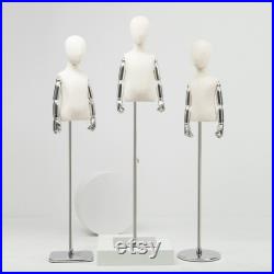 High End Women Men Clothing Store Kid Mannequin Torso With Silver Arms,Window Display Kid Dress Form,Clothes Display Model Child Dress Form