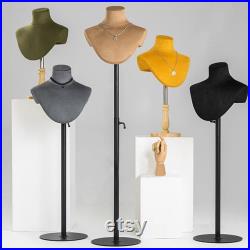 High Quality Colorful Velvet Mannequin Bust,Female Mannequin Torso Window Dress Form,Luxury Jewelry Display Bust Necklace Display Stand