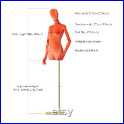 High Quality Half Body Female Mannequin, Colorful Velvet Fabric Display Dress form Model for Boutique Display, Manikin Torso with Wooden Arm