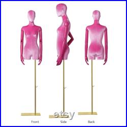 High Quality Half Body Female Mannequin, Colorful Velvet Fabric Display Dress form Model for Boutique Display, Manikin Torso with Wooden Arm