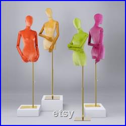 High Quality Half Body Female Mannequin, Colorful Velvet Fabric Display Dress form Model for Boutique Display, Manikin Torso with Wooden Arm