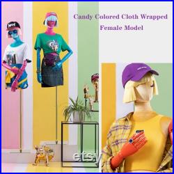 High Quality Half Body Female Mannequin, Colorful Velvet Fabric Display Dress form Model for Boutique Display, Manikin Torso with Wooden Arm