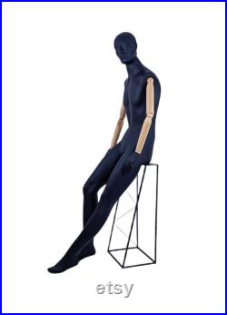 High Quality Male Full Body Mannequin, Black Male Mannequin with Wooden Arms, High-Quality Fiberglass Dog Statue