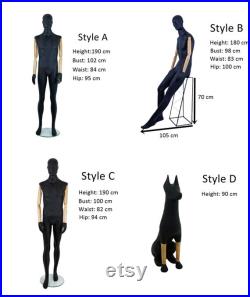High Quality Male Full Body Mannequin, Black Male Mannequin with Wooden Arms, High-Quality Fiberglass Dog Statue