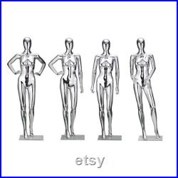 High Quality Mirror Silver Male Female Mannequin Full Body,Plating Chrome Women Men Dress Form,Fashion Window Clothing Display Mannequin