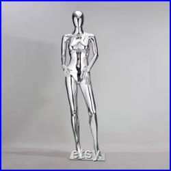 High Quality Mirror Silver Male Female Mannequin Full Body,Plating Chrome Women Men Dress Form,Fashion Window Clothing Display Mannequin