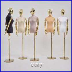 High Quality Velvet Mannequin Torso Female,Colorful Velvet Dress Form for Window Display,Clothing Display Mannequin with Gold Silver Arms