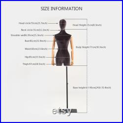 High-end Female Velvet Fabric Mannequin,Half Body Dress Form with Wooden Arms,Adult Women Bust Torso Model for Window Clothes Display