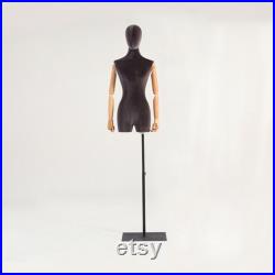 Female Mannequin Torso, Adjustable Height and Detachable Arms Dress Form Display with Metal Stand, Skin Tone, for Sweaters, T-Shirts, Jackets, Dresses