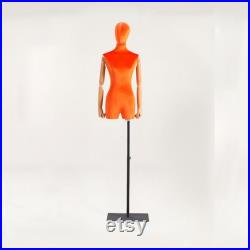 High-end Female Velvet Fabric Mannequin,Half Body Dress Form with Wooden Arms,Adult Women Bust Torso Model for Window Clothes Display