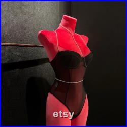 High-end Female Velvet Lingerie Mannequin,Women Upper Bust Dress Form for Bra,Half Body Torso Manikin,Bust Form Model Display Stand