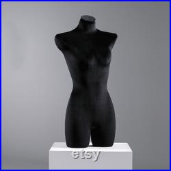 High-end Female Velvet Lingerie Mannequin,Women Upper Bust Dress Form for Bra,Half Body Torso Manikin,Bust Form Model Display Stand