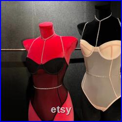 High-end Female Velvet Lingerie Mannequin,Women Upper Bust Dress Form for Bra,Half Body Torso Manikin,Bust Form Model Display Stand